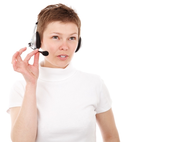 remote medical receptionist taking a call